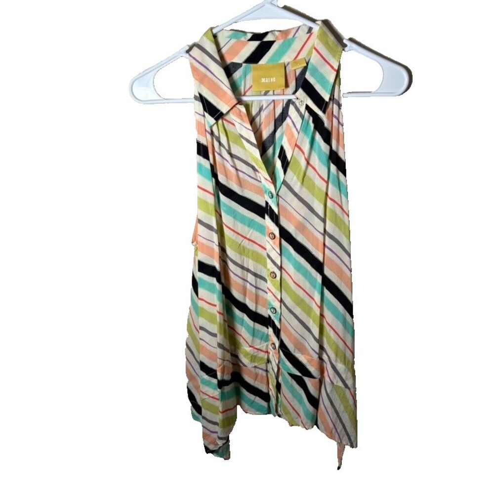 Maeve Blouse Women's 6 Colorful Button Up Tank Top Sleeveless Anthropologie